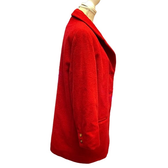 Vintage By Esprit Red Wool Blend Winter Jacket Size: M - Picture 3 of 11